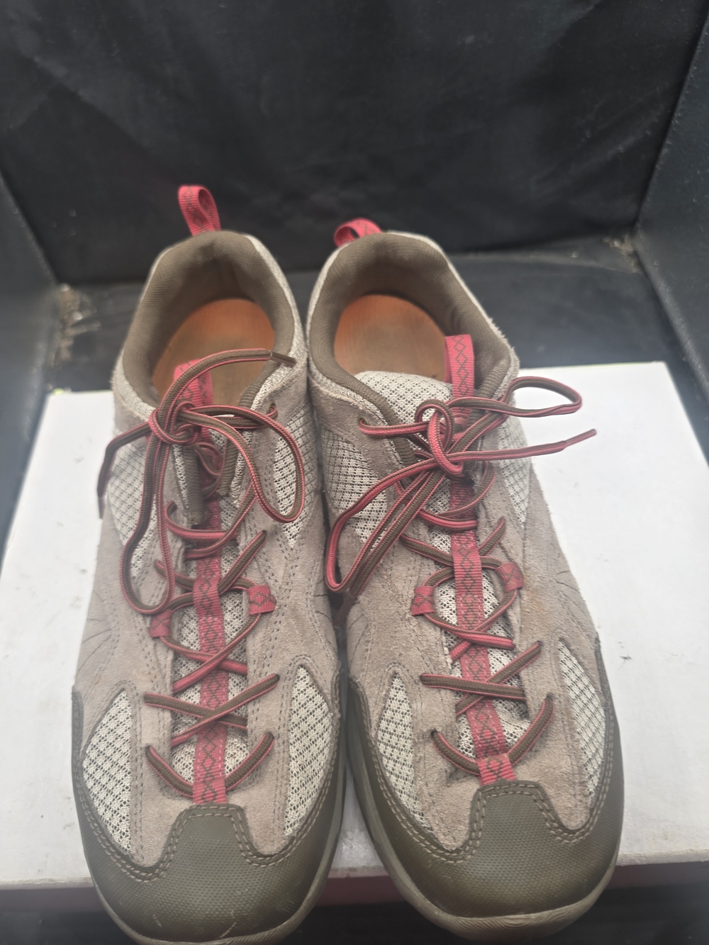 Merrell Taupe Trail Shoes with Pink Accents